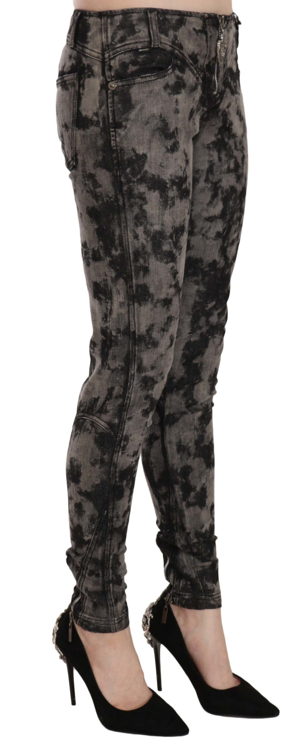 Jean skinny taille basse délavé noir et gris Just Cavalli