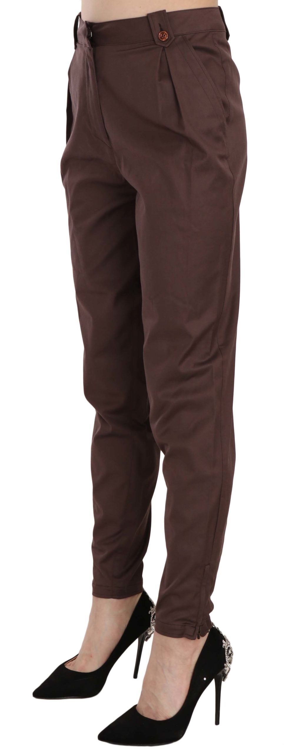 Pantalon fuselé taille haute marron Just Cavalli