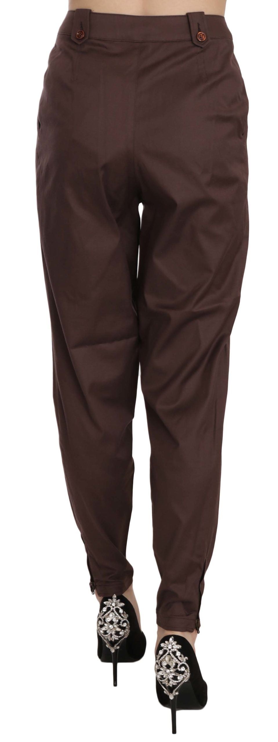 Pantalon fuselé taille haute marron Just Cavalli