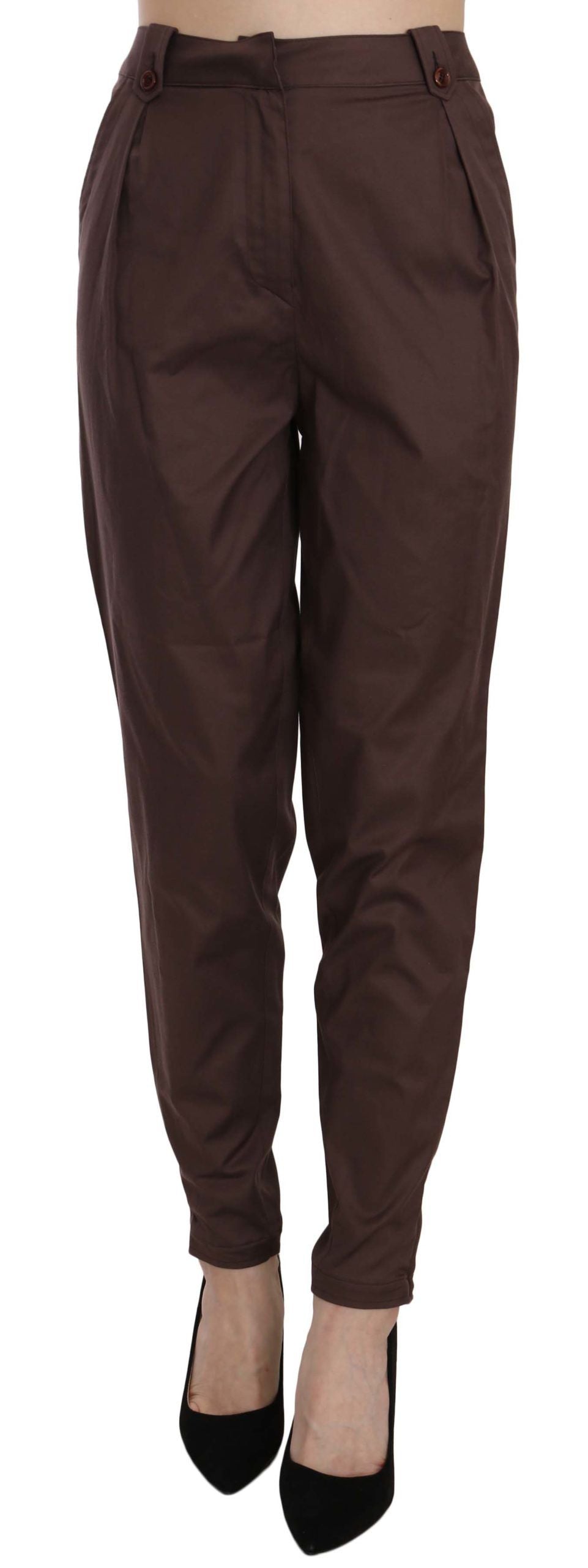 Pantalon fuselé taille haute marron Just Cavalli