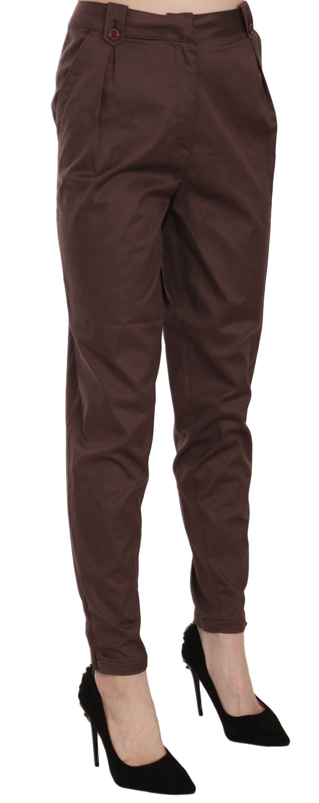 Pantalon fuselé taille haute marron Just Cavalli