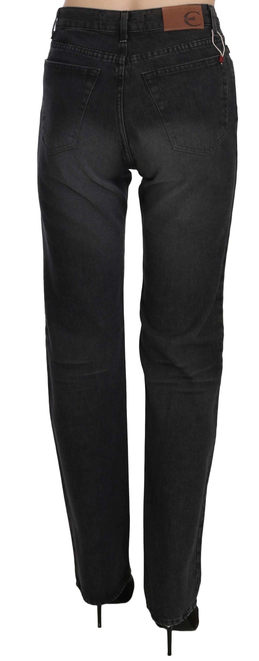 Jean droit taille haute délavé noir Just Cavalli