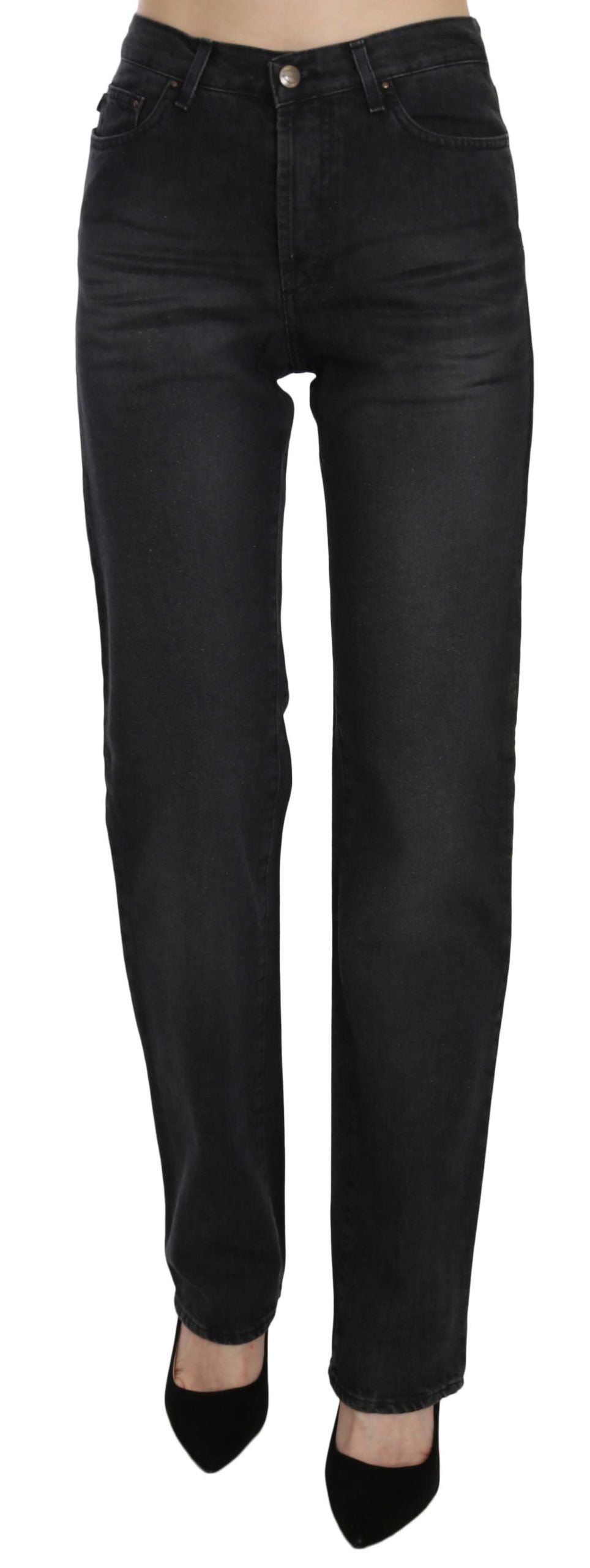 Jean droit taille haute délavé noir Just Cavalli