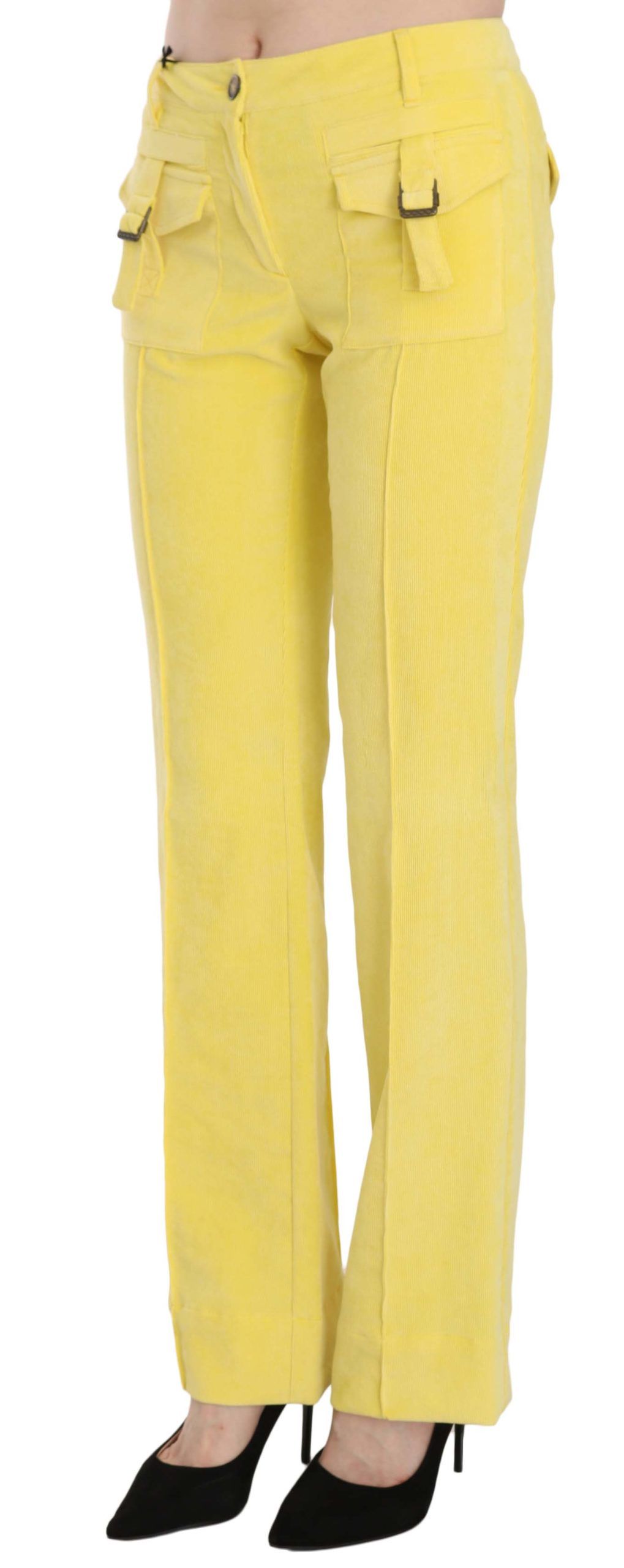 Pantalon droit taille moyenne en velours côtelé jaune Just Cavalli