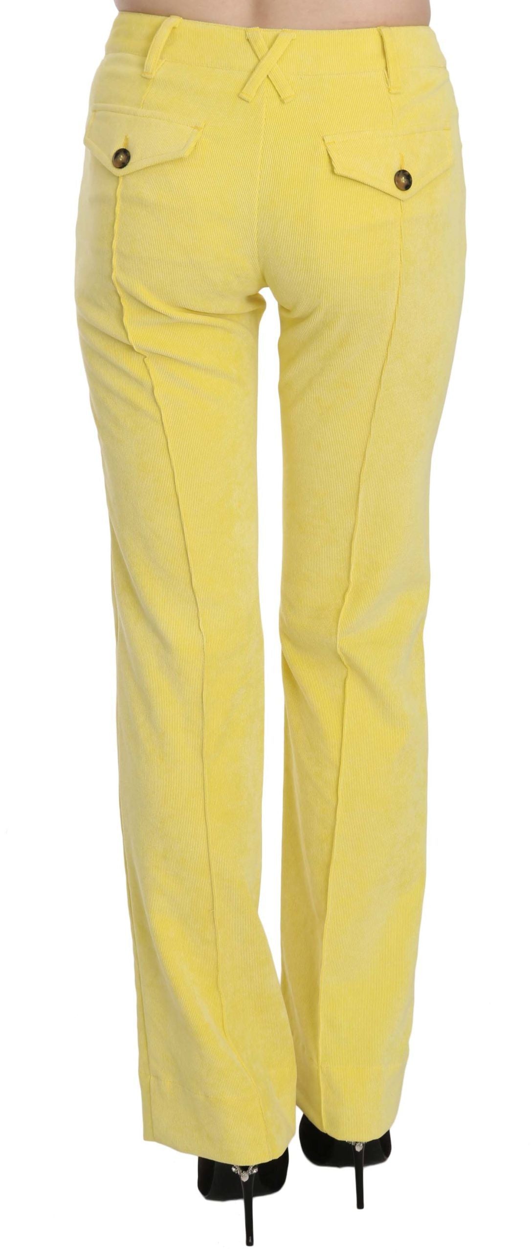 Pantalon droit taille moyenne en velours côtelé jaune Just Cavalli