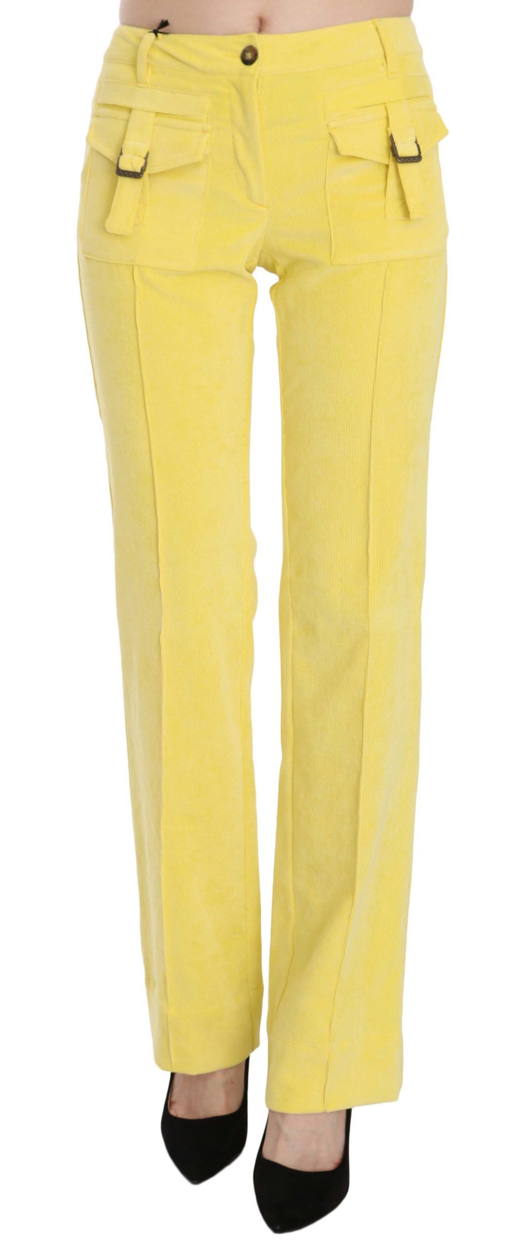 Pantalon droit taille moyenne en velours côtelé jaune Just Cavalli