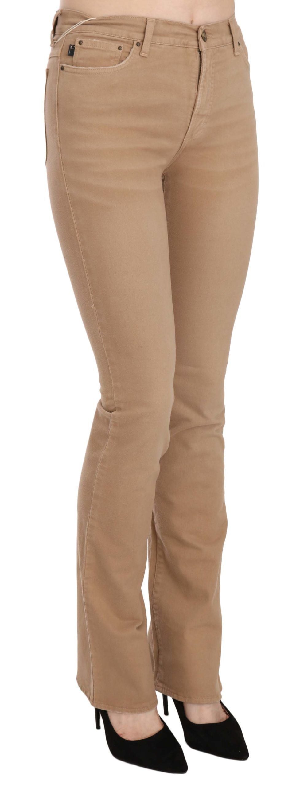Pantalon skinny taille moyenne en coton stretch marron Just Cavalli
