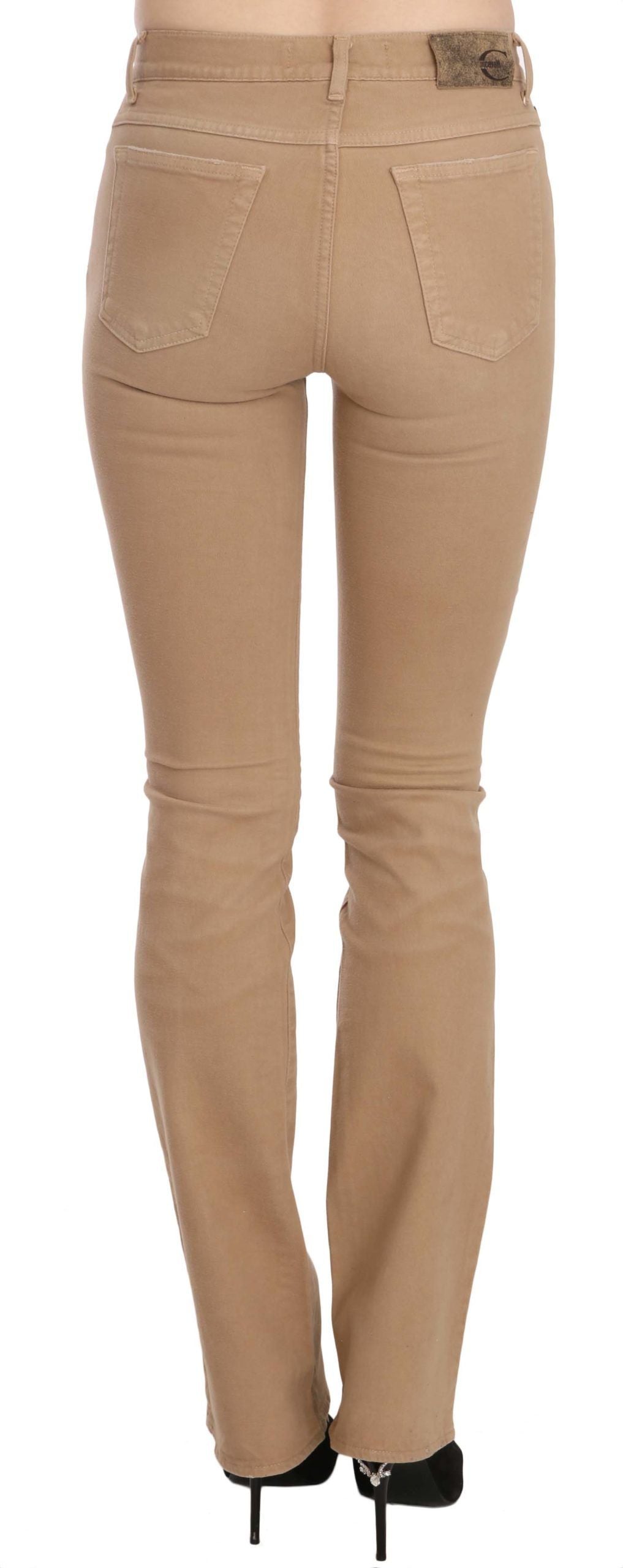 Pantalon skinny taille moyenne en coton stretch marron Just Cavalli