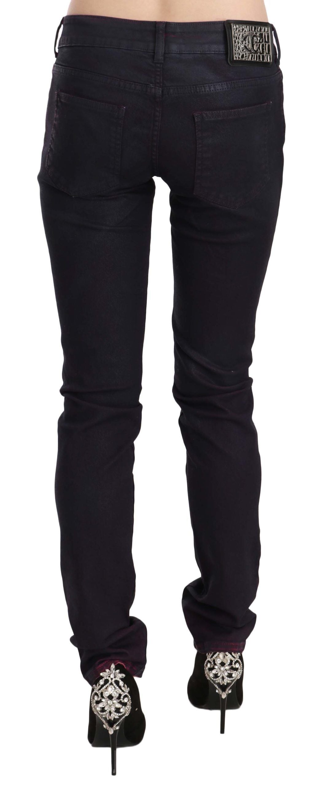 Pantalon skinny taille basse en coton noir Just Cavalli