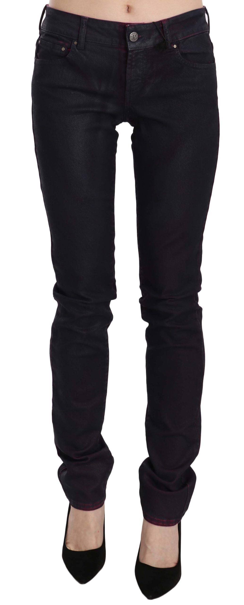 Pantalon skinny taille basse en coton noir Just Cavalli