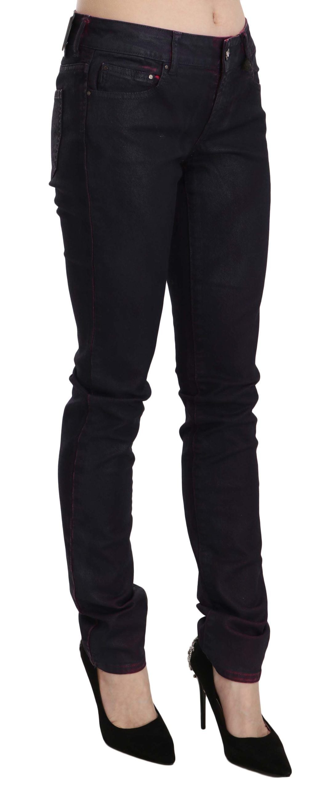 Pantalon skinny taille basse en coton noir Just Cavalli