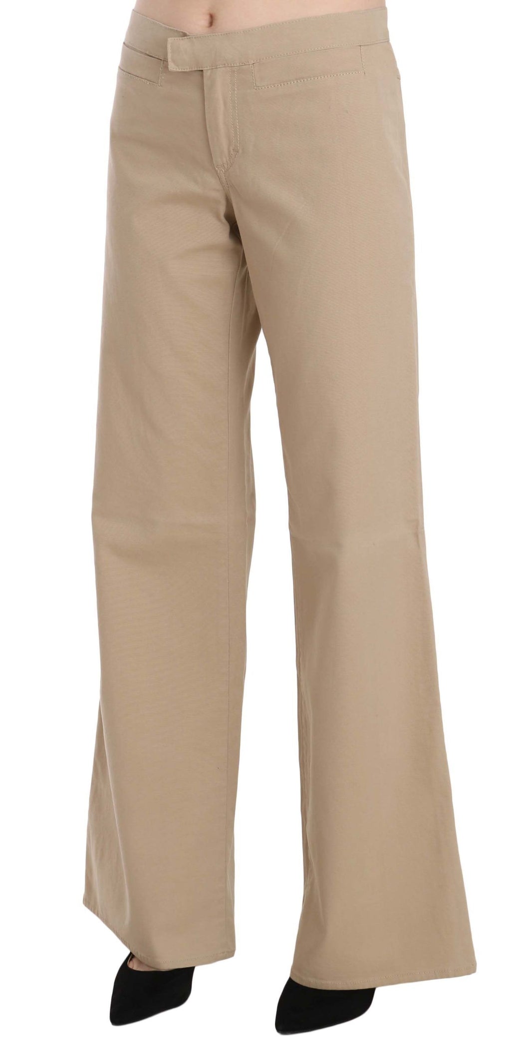 Pantalon évasé taille moyenne en coton beige Just Cavalli