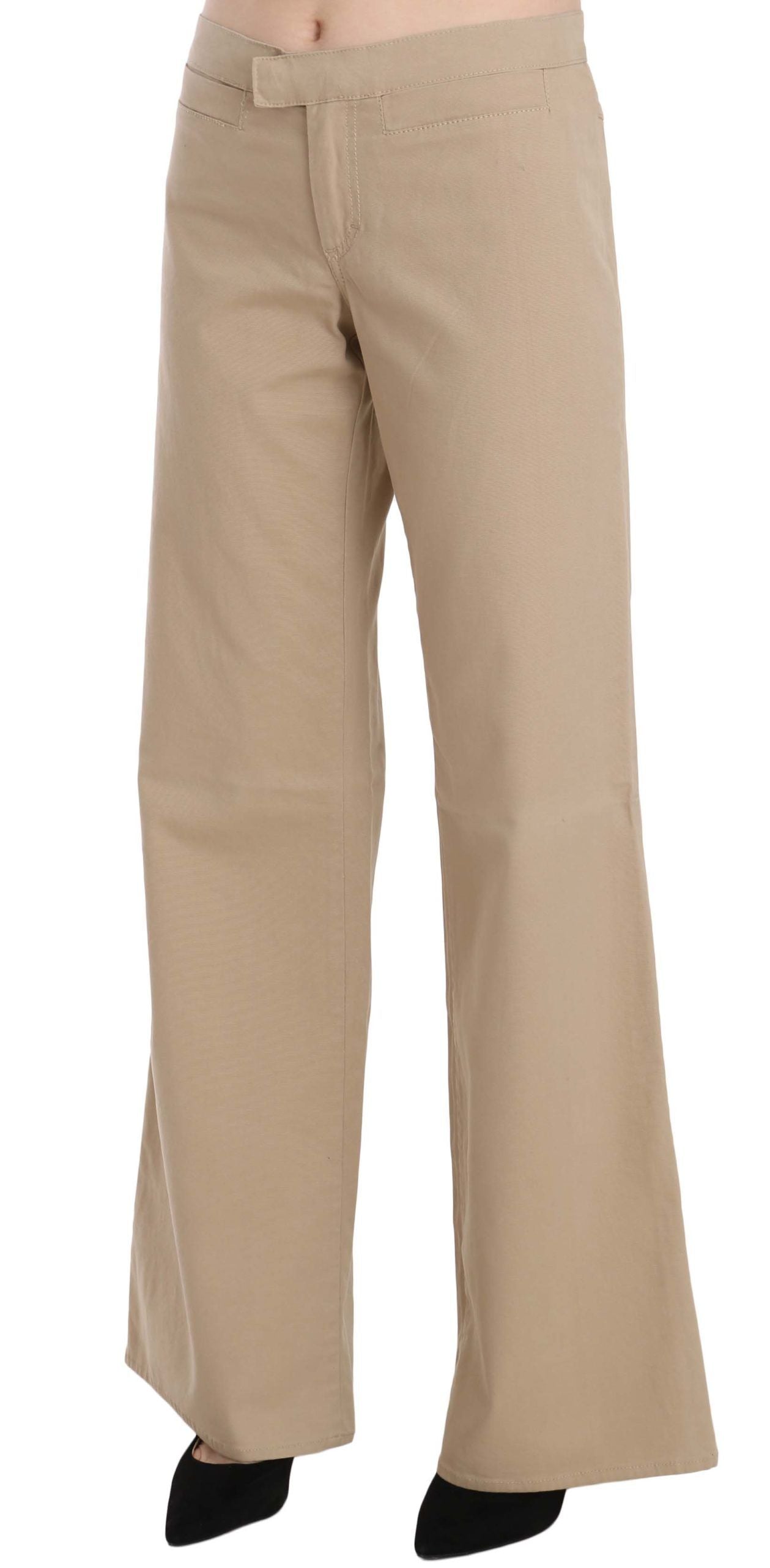Pantalon évasé taille moyenne en coton beige Just Cavalli