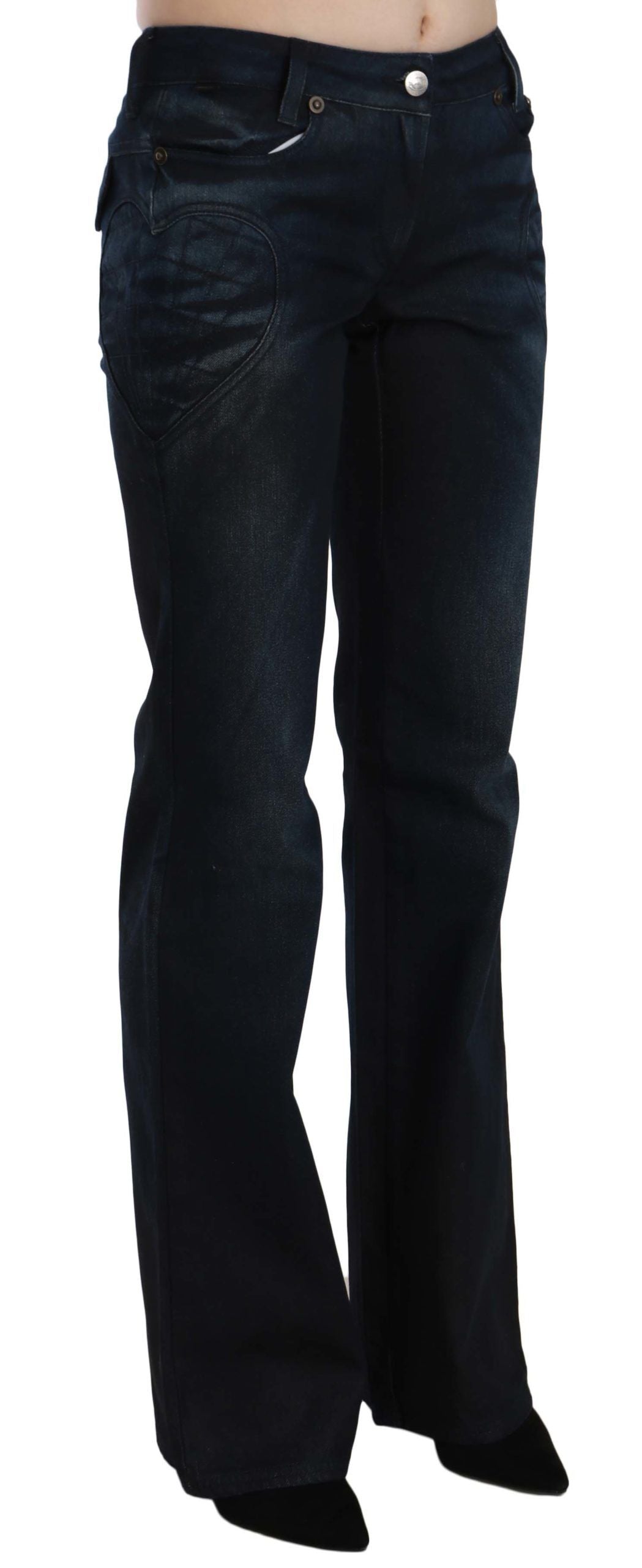 Pantalon en jean droit taille moyenne bleu délavé Just Cavalli