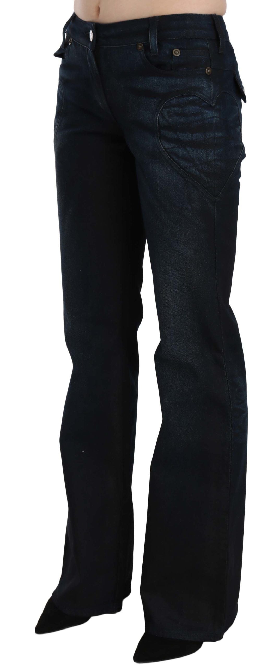 Pantalon en jean droit taille moyenne bleu délavé Just Cavalli