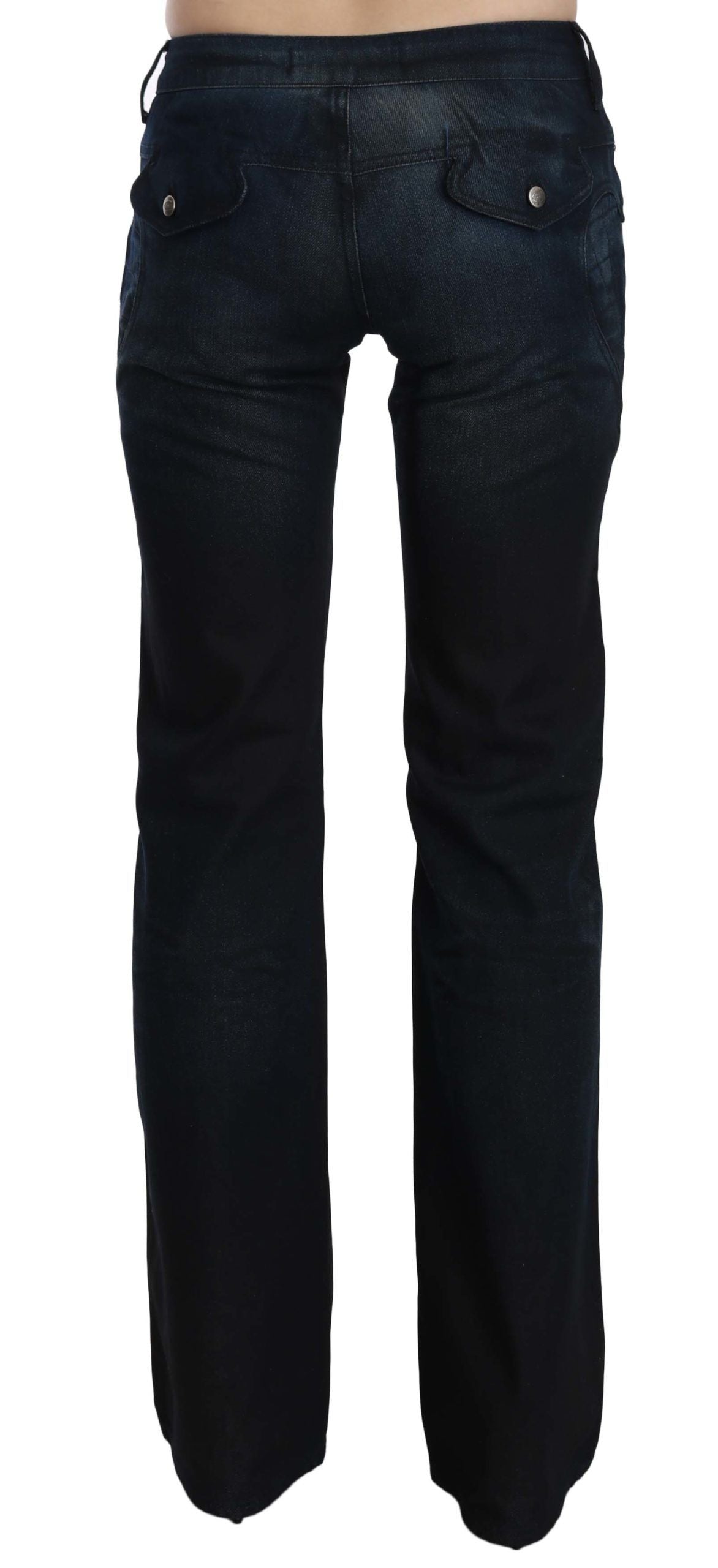 Pantalon en jean droit taille moyenne bleu délavé Just Cavalli