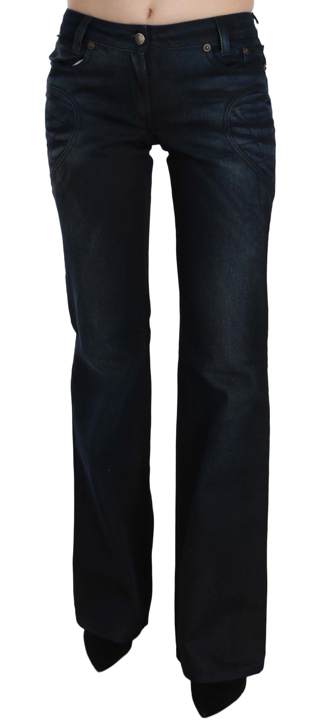 Pantalon en jean droit taille moyenne bleu délavé Just Cavalli