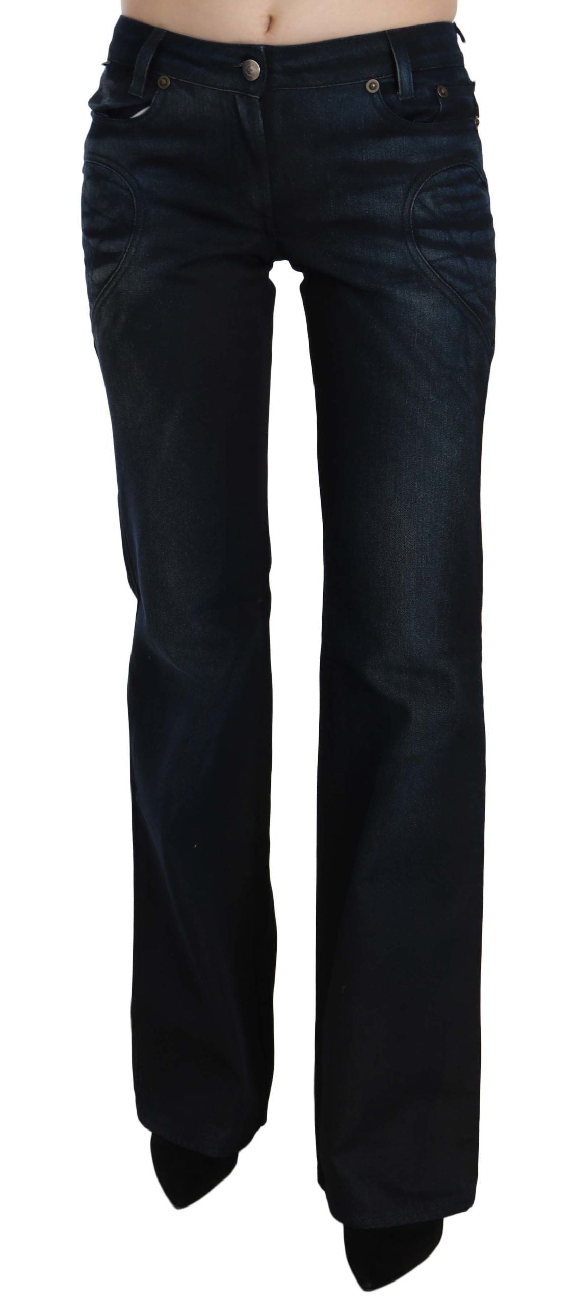 Pantalon en jean droit taille moyenne bleu délavé Just Cavalli