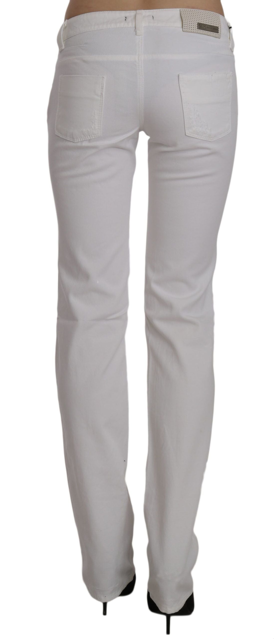 Costume National Pantalon en jean coupe slim en coton blanc