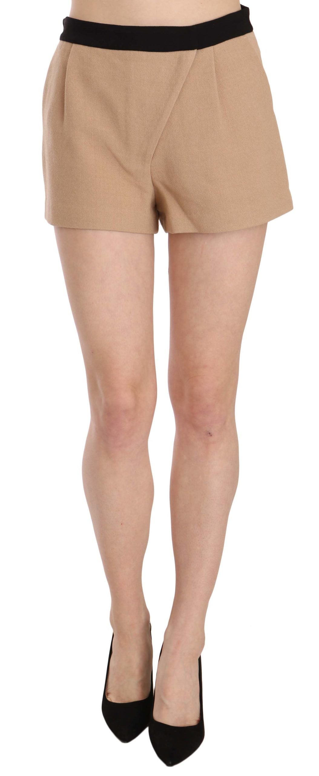 Costume National Short Mini Short Beige en Coton Taille Moyenne