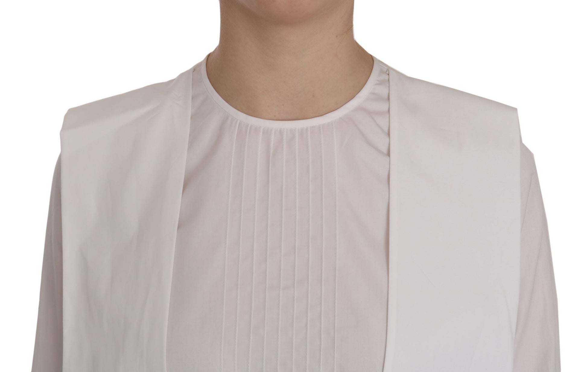 Chemisier blanc à col rond et manches longues en coton Dsquared²