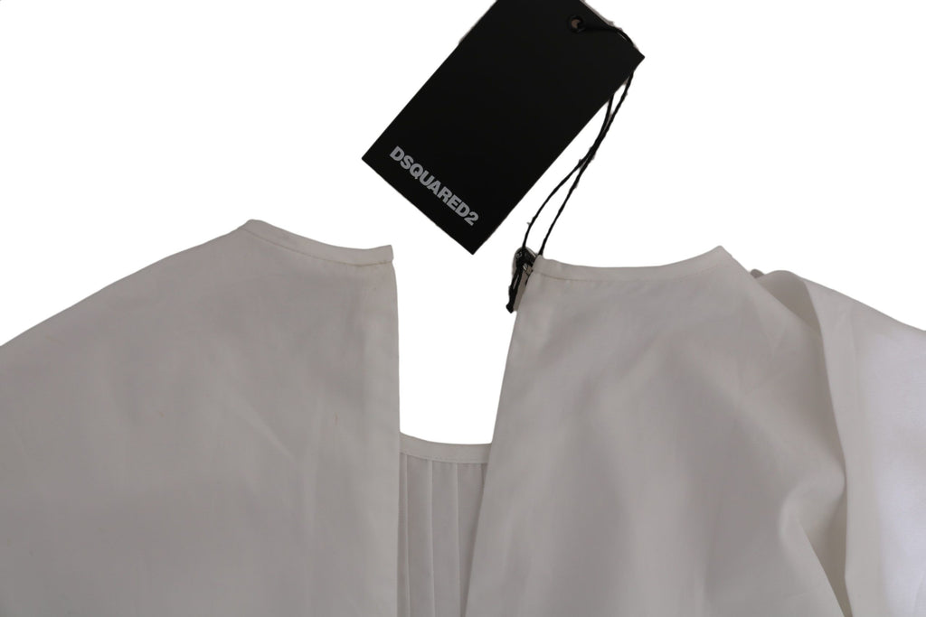 Chemisier blanc à col rond et manches longues en coton Dsquared²