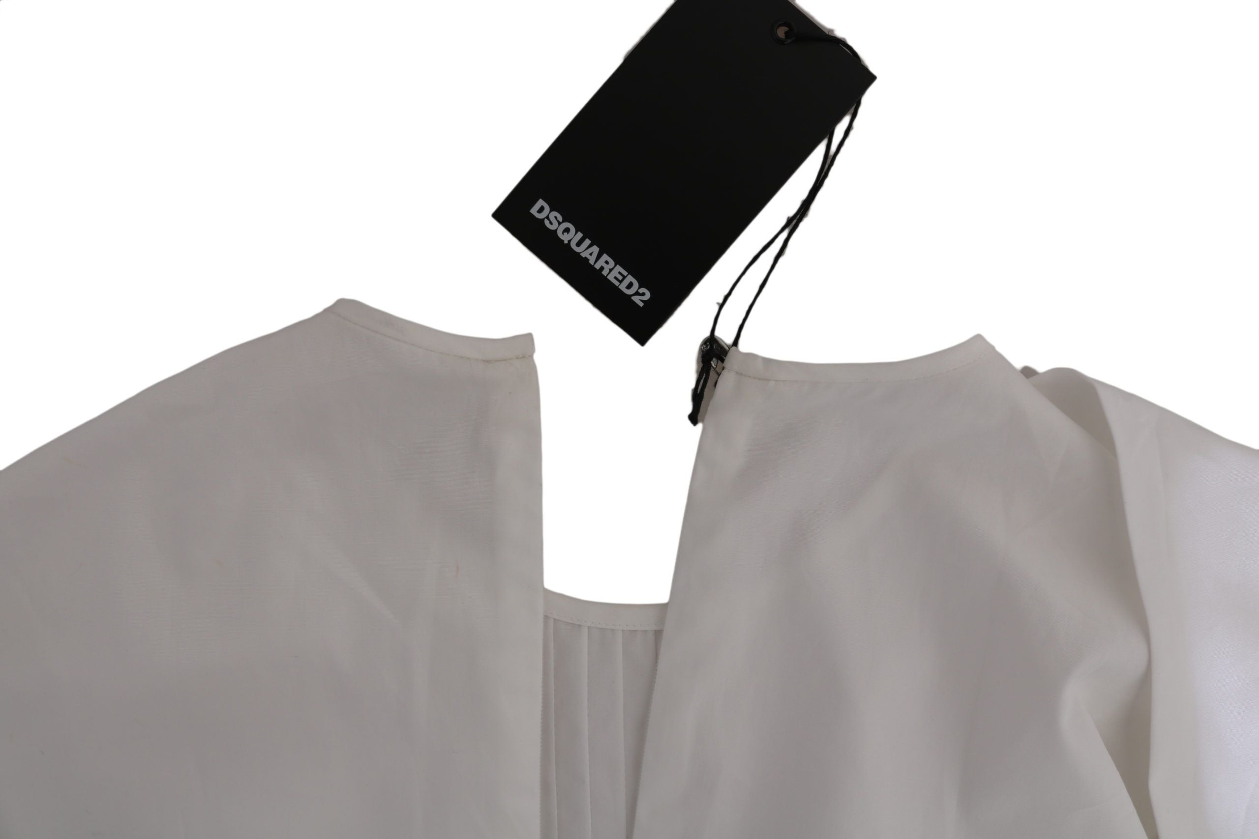 Chemisier blanc à col rond et manches longues en coton Dsquared²