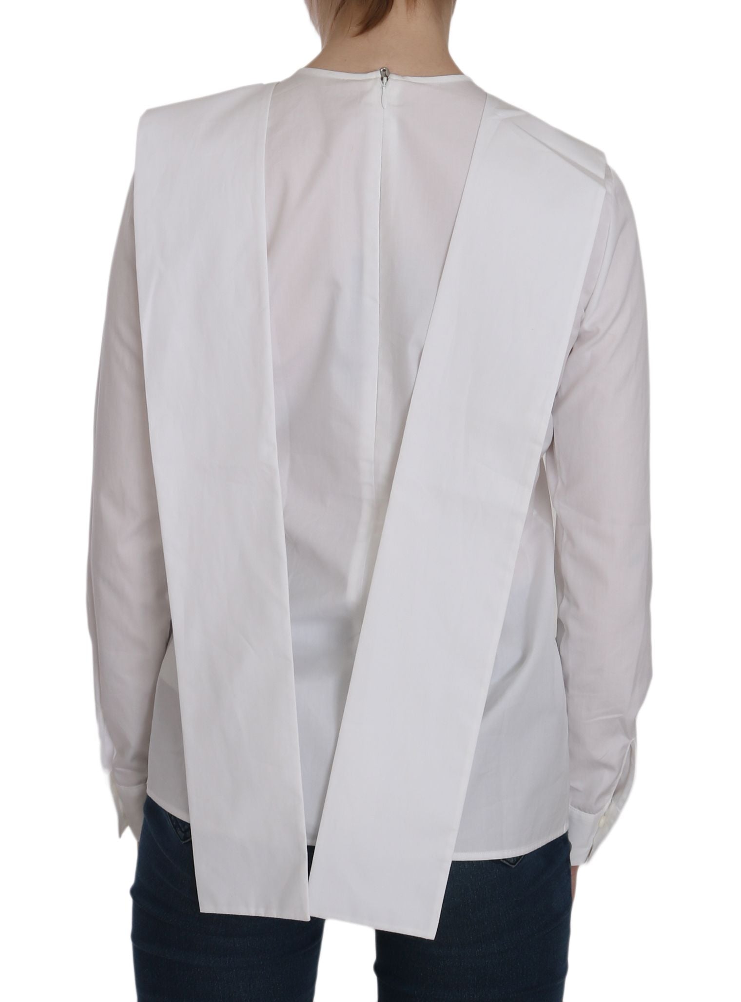 Chemisier blanc à col rond et manches longues en coton Dsquared²