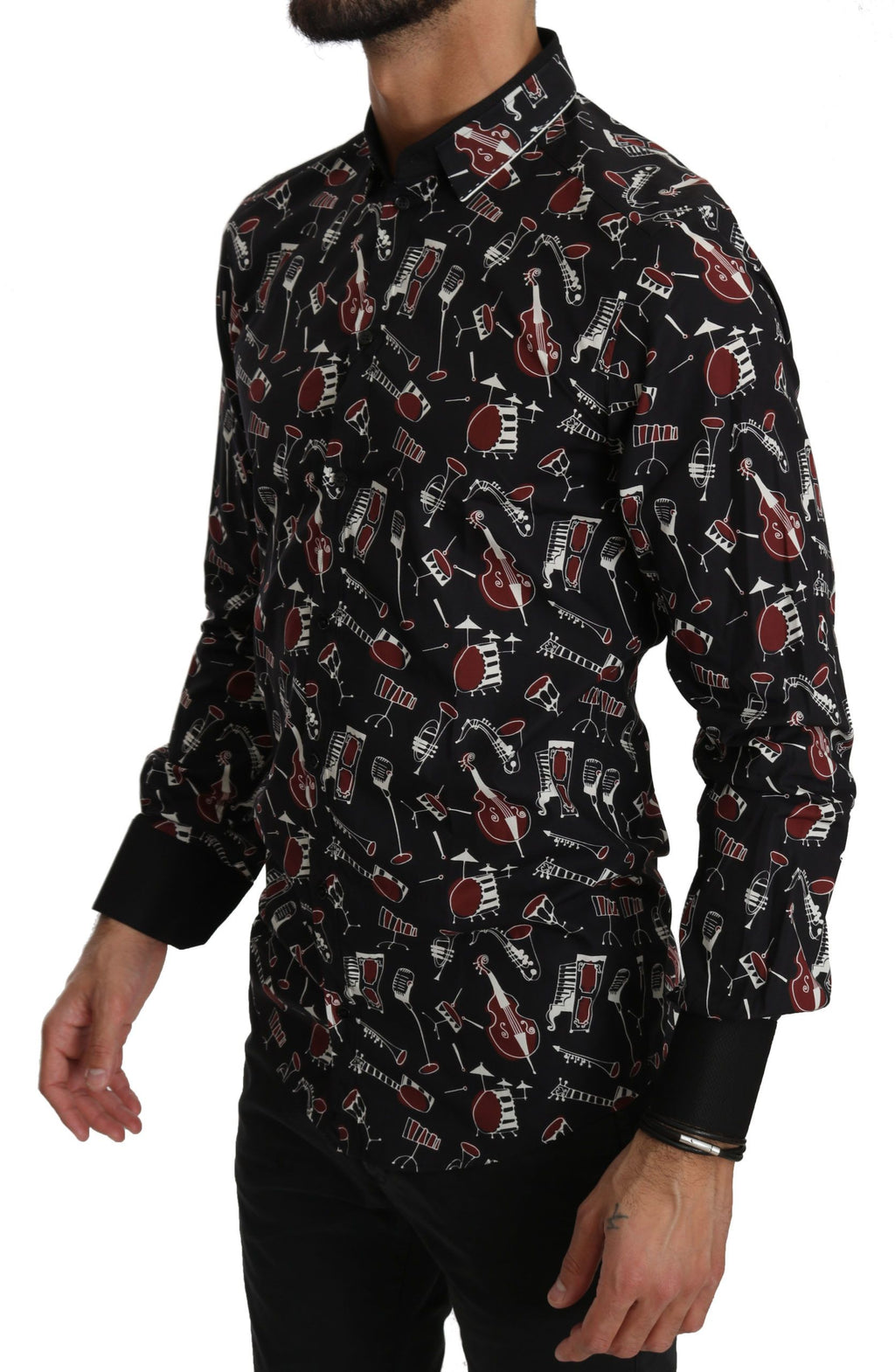 Chemise slim noire à motif instrument de musique Dolce &amp; Gabbana