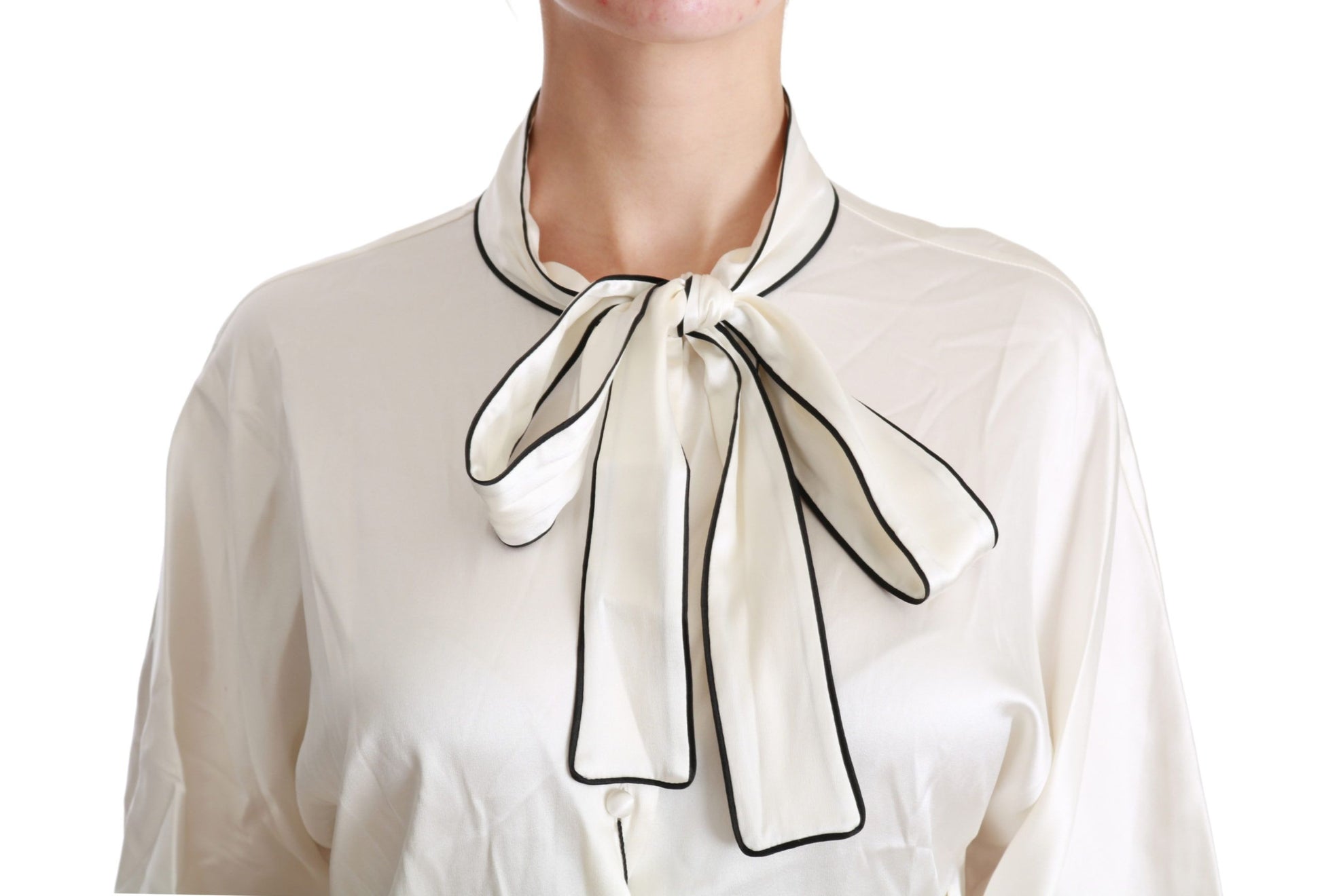 Chemisier en soie beige à manches 3/4 Dolce &amp; Gabbana