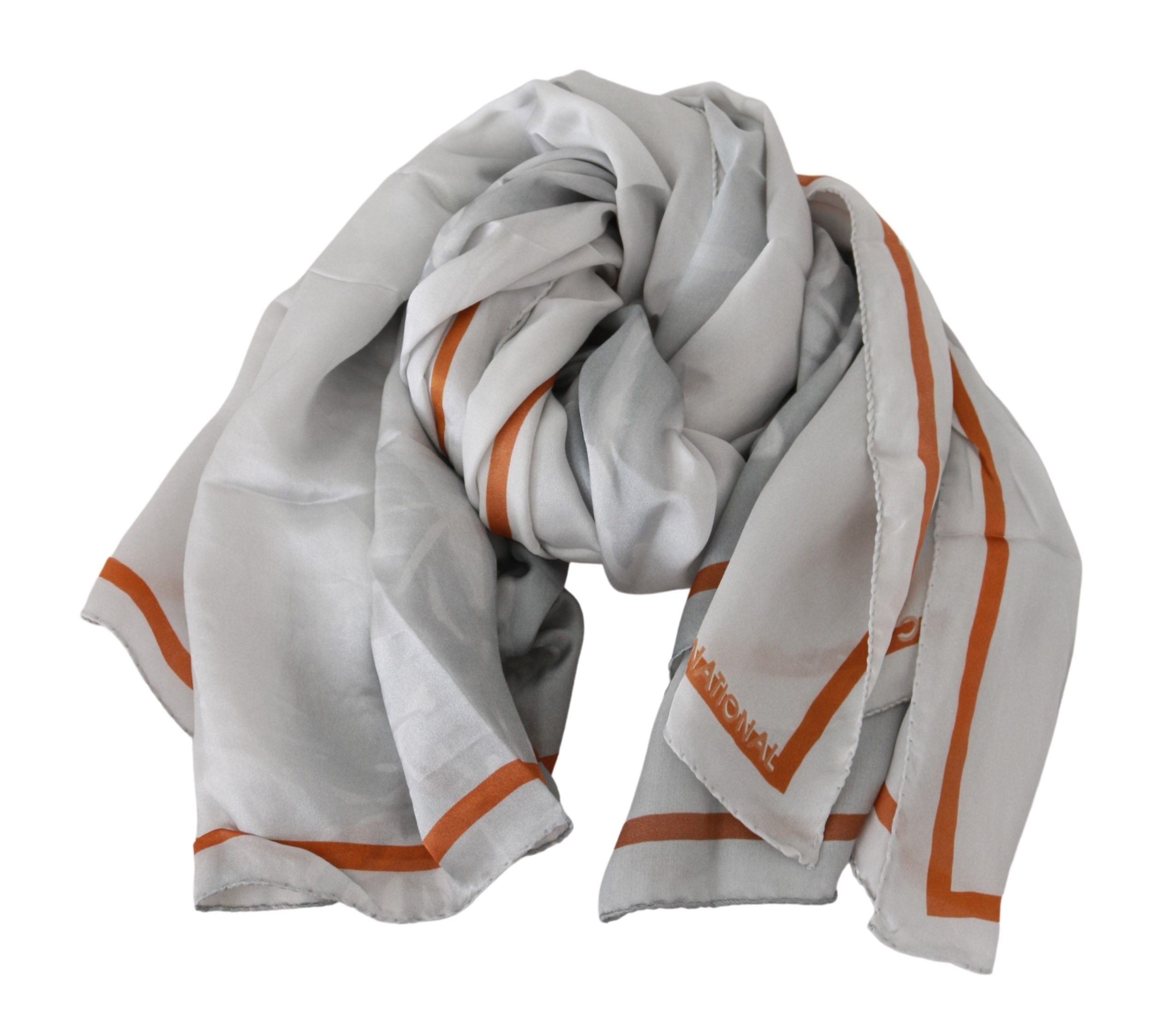 Foulard en soie à fleurs gris orange Costume National