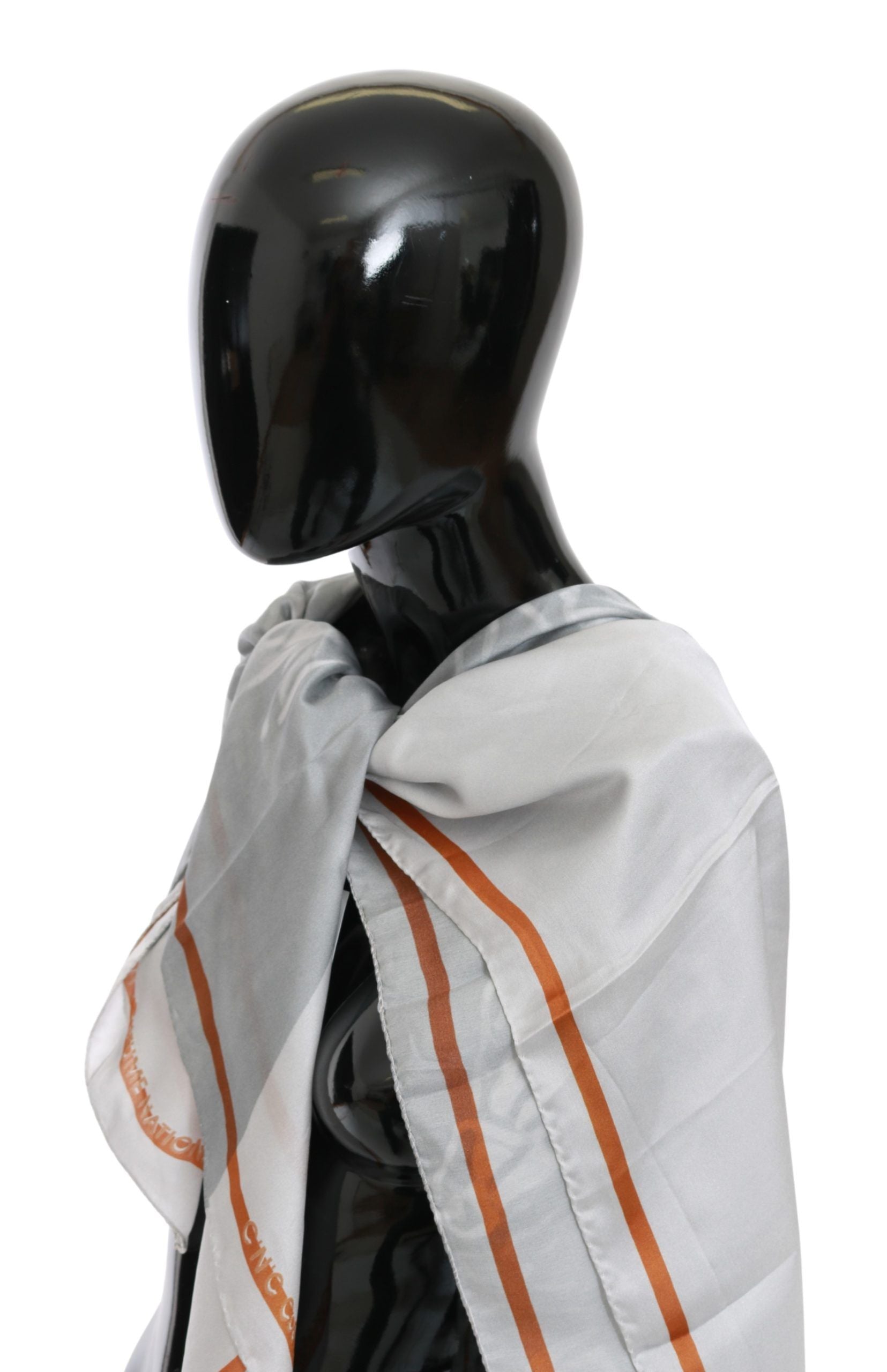 Foulard châle en soie gris rouge Costume National