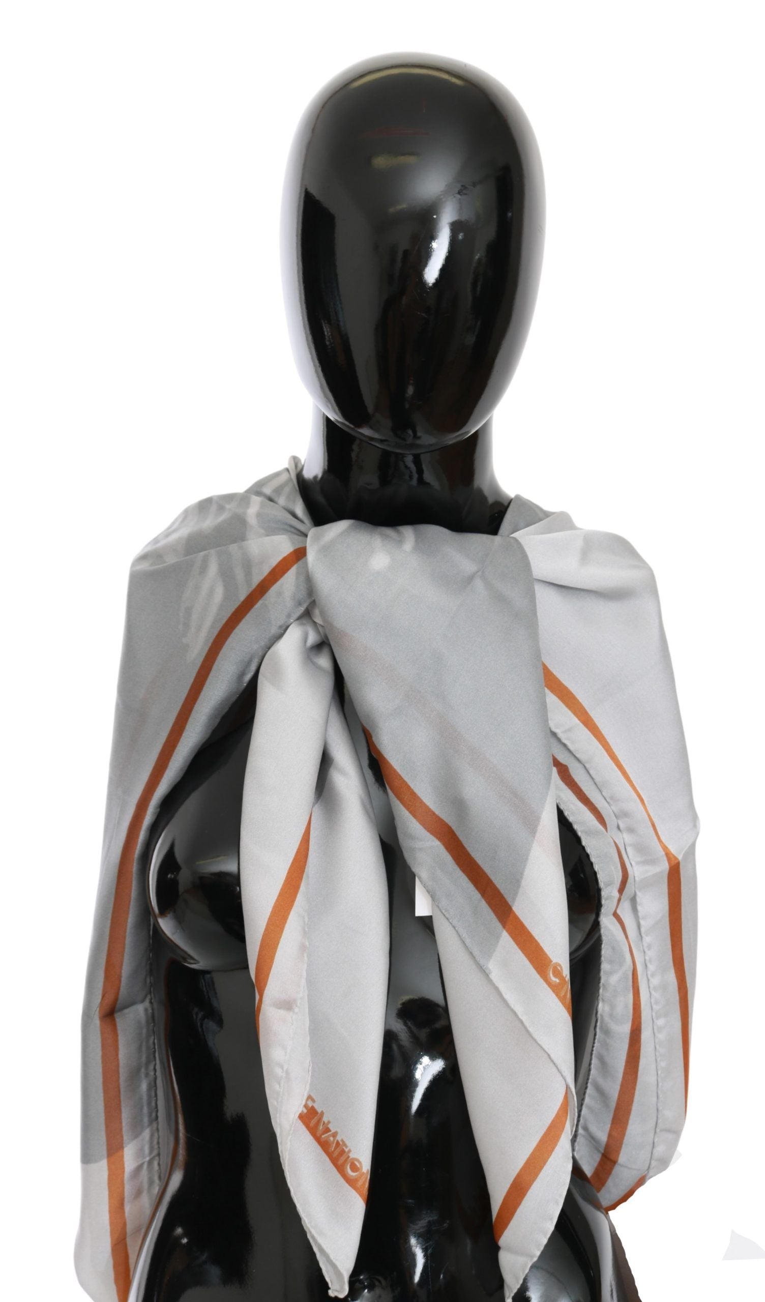 Foulard châle en soie gris rouge Costume National