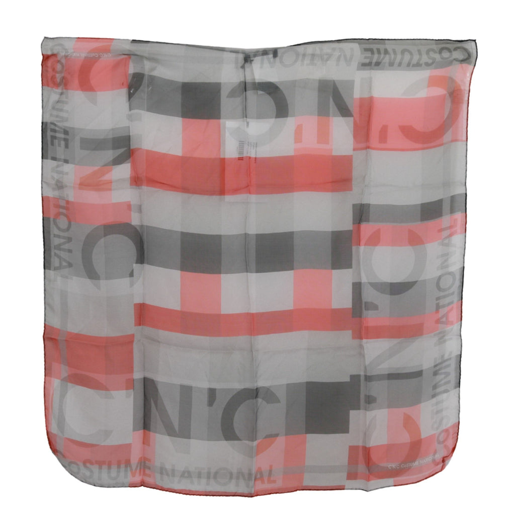 Écharpe grise 100 % soie rouge de marque Costume National