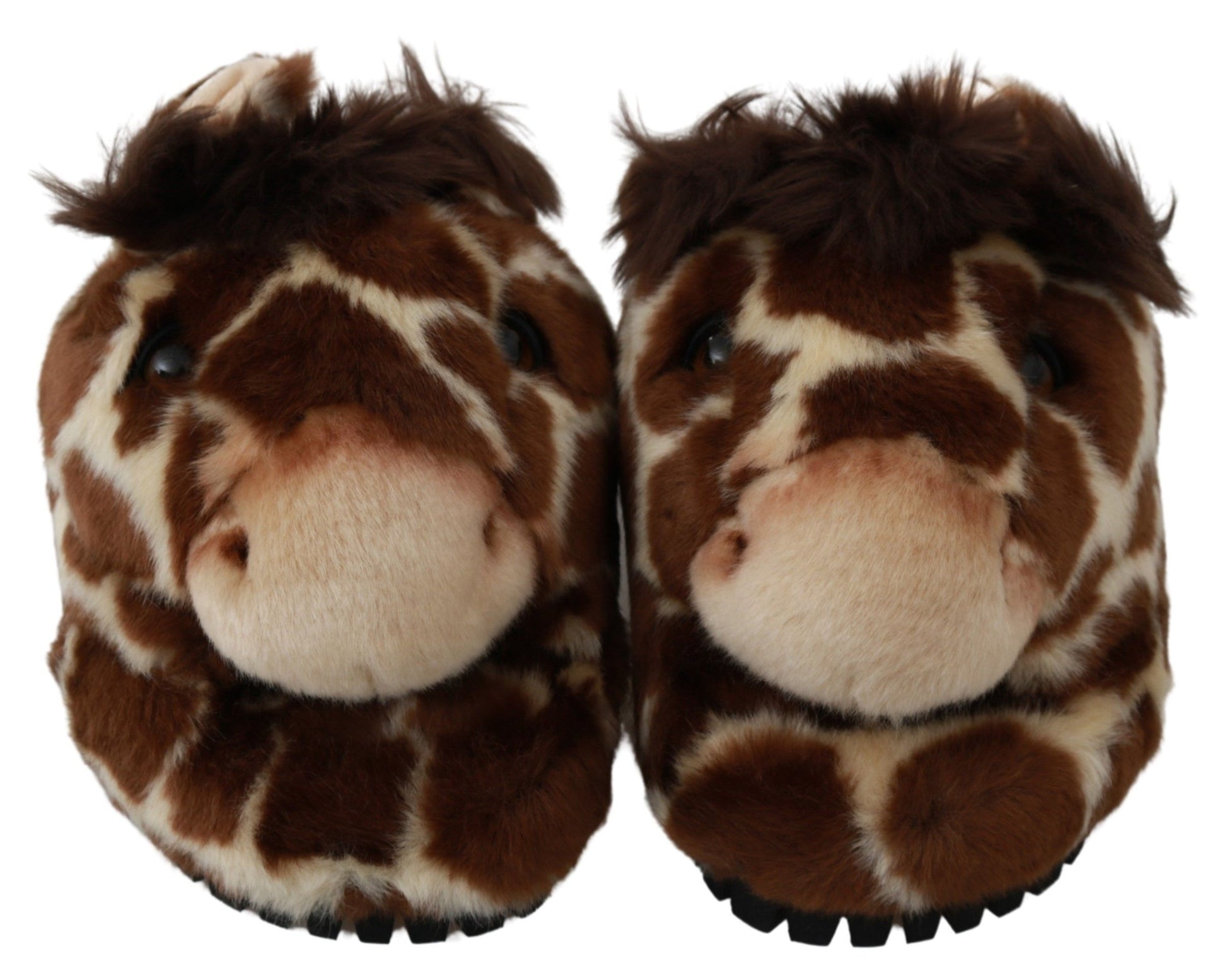 Dolce &amp; Gabbana Chaussons Girafe Marron Sandales Plates Chaussures
