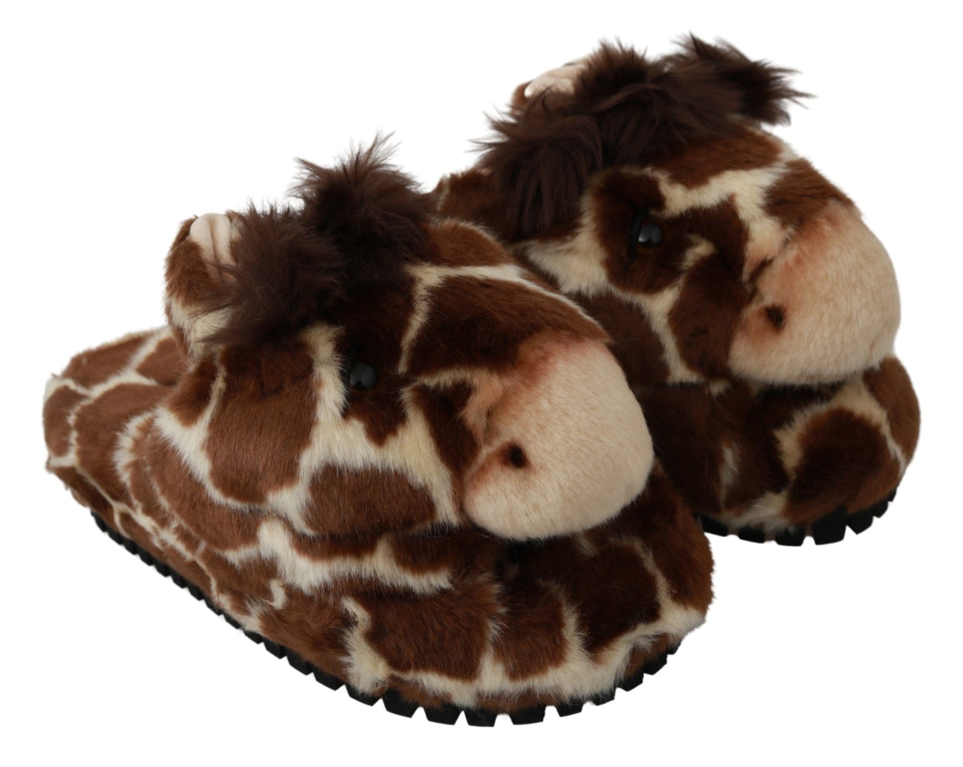 Dolce &amp; Gabbana Chaussons Girafe Marron Sandales Plates Chaussures