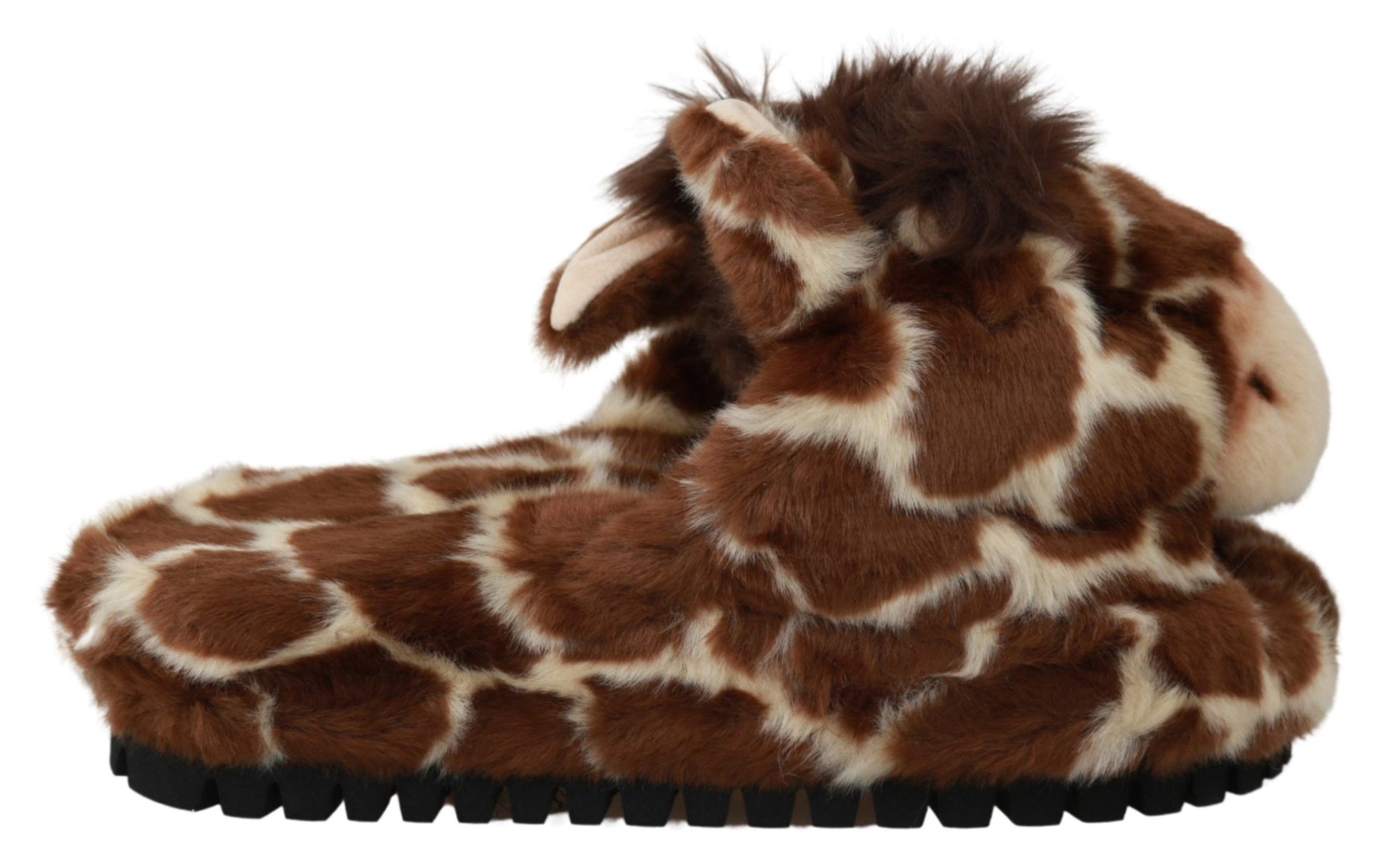 Dolce &amp; Gabbana Chaussons Girafe Marron Sandales Plates Chaussures