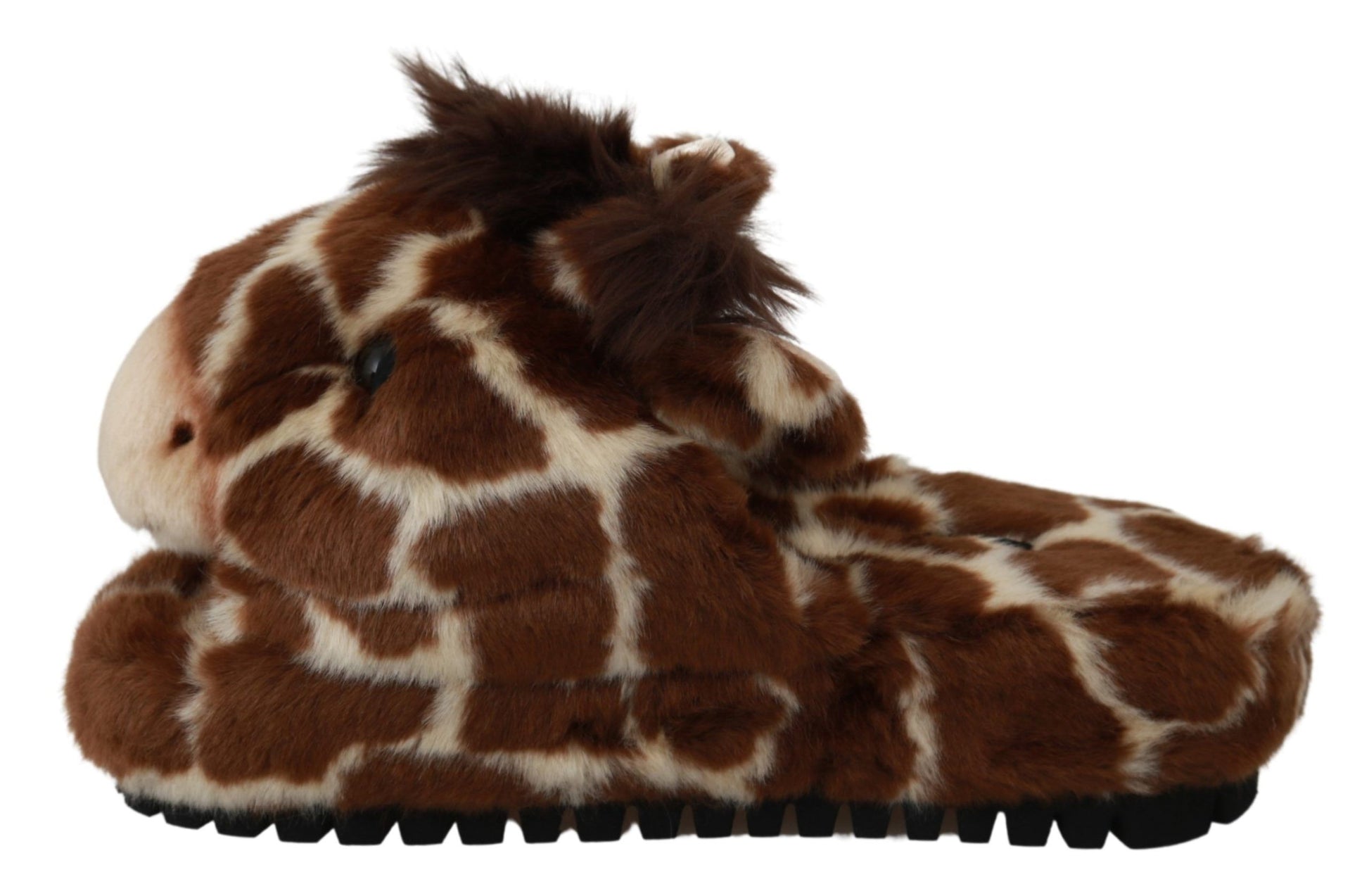Dolce &amp; Gabbana Chaussons Girafe Marron Sandales Plates Chaussures