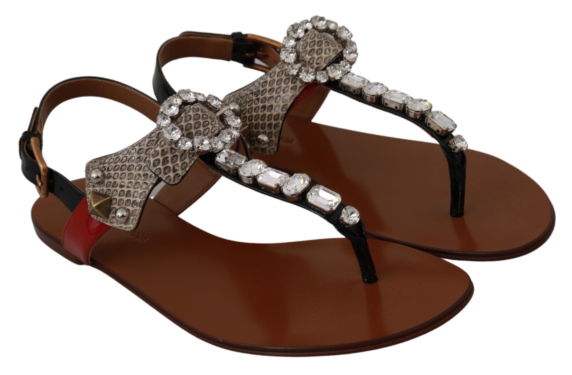 Sandales en cuir et cristaux Dolce &amp; Gabbana