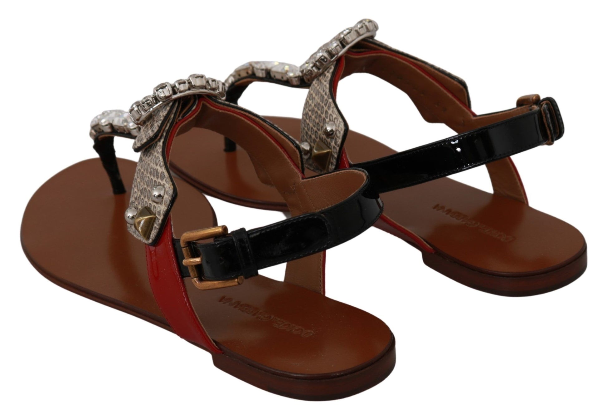 Sandales en cuir et cristaux Dolce &amp; Gabbana