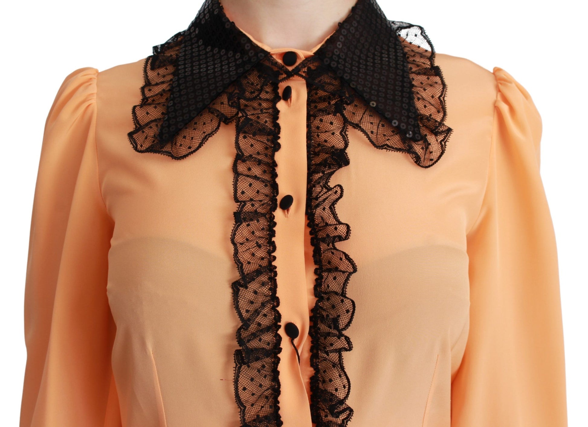 Chemisier en dentelle et sequins de soie jaune Dolce &amp; Gabbana