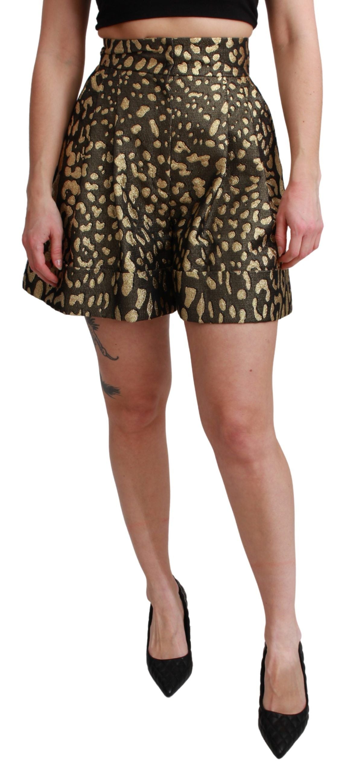 Mini short taille haute en coton Dolce &amp; Gabbana Black Gold