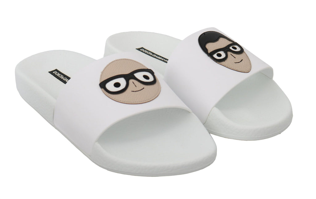 Sandales à enfiler Dolce &amp; Gabbana en cuir blanc #dgfamily