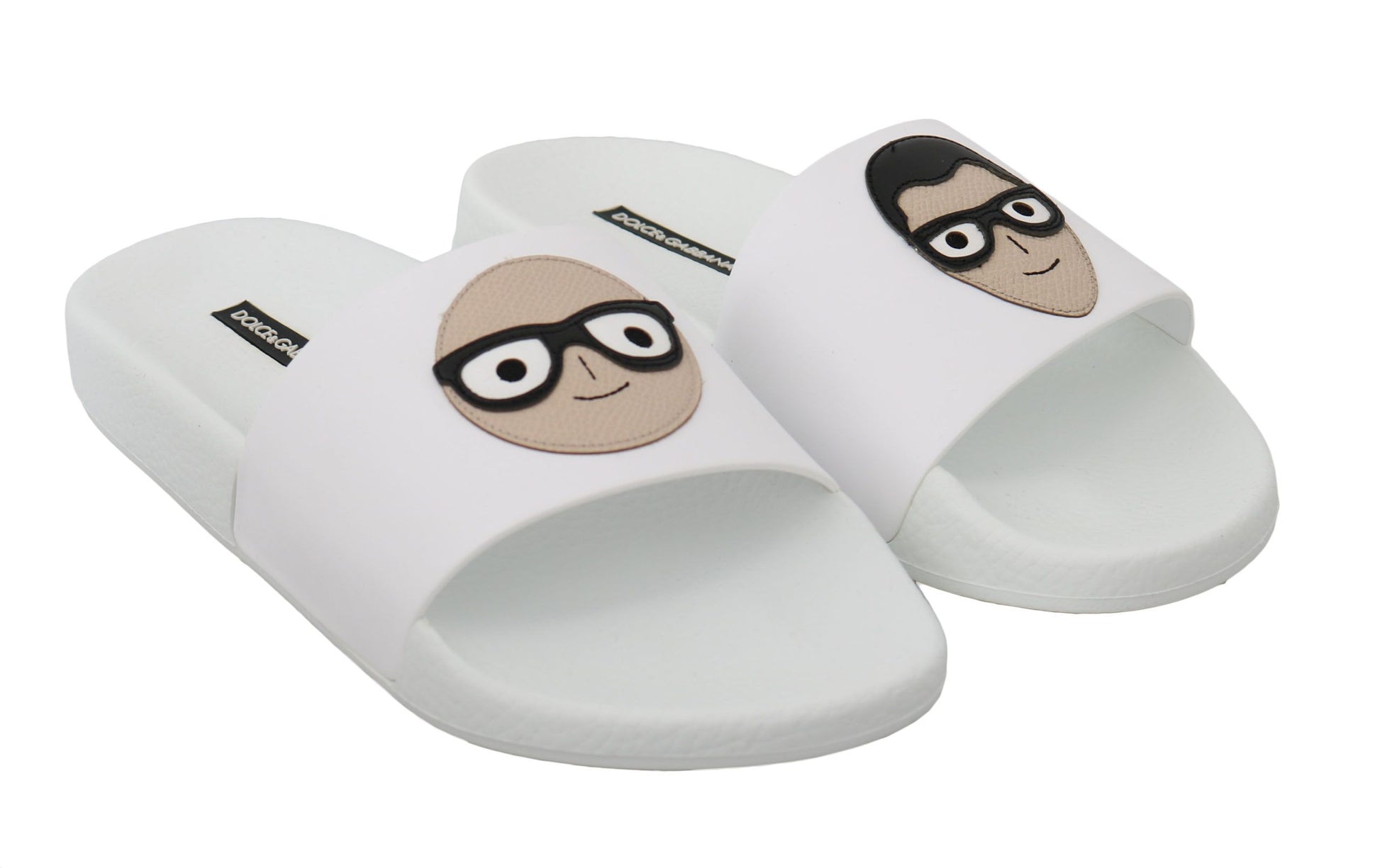 Sandales à enfiler Dolce &amp; Gabbana en cuir blanc #dgfamily