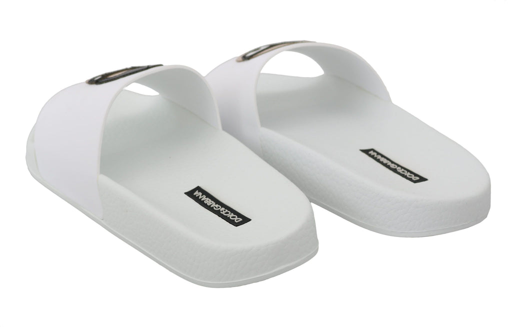 Sandales à enfiler Dolce &amp; Gabbana en cuir blanc #dgfamily