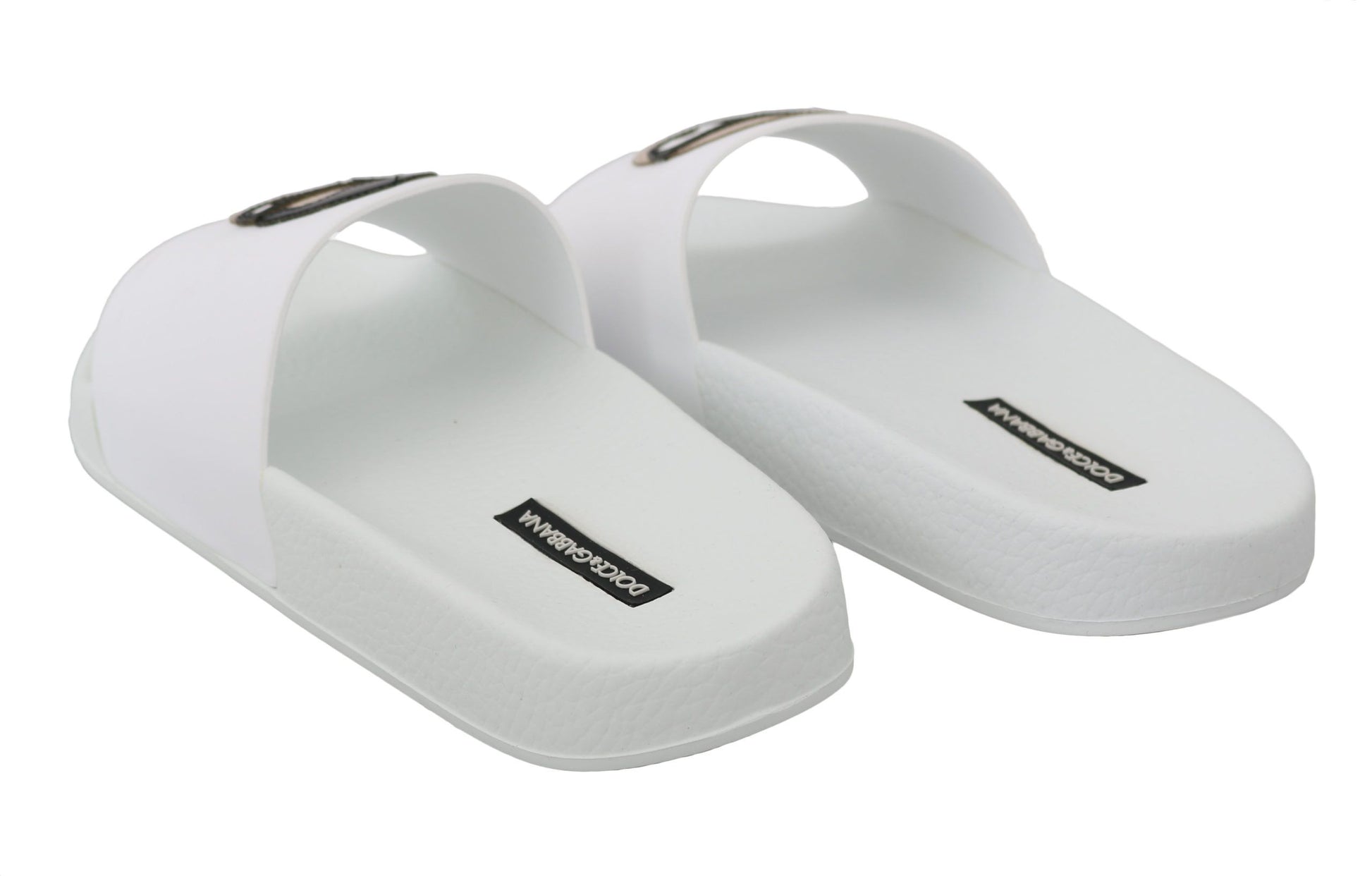 Sandales à enfiler Dolce &amp; Gabbana en cuir blanc #dgfamily