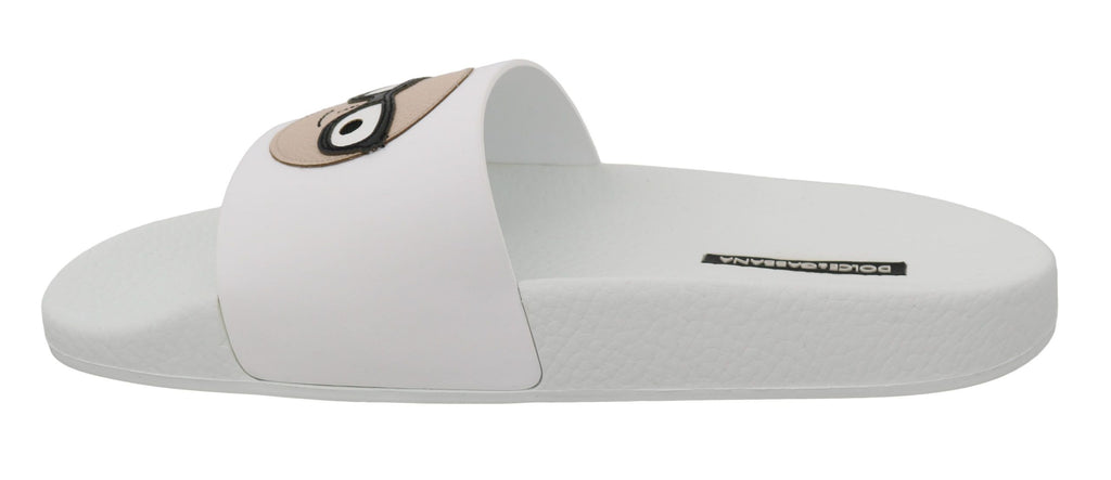 Sandales à enfiler Dolce &amp; Gabbana en cuir blanc #dgfamily