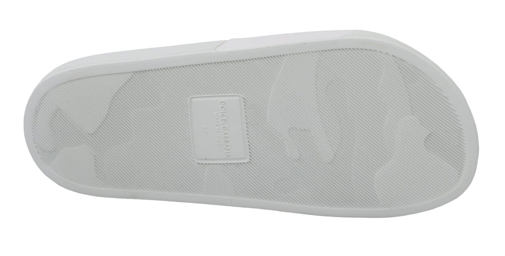Sandales à enfiler Dolce &amp; Gabbana en cuir blanc #dgfamily