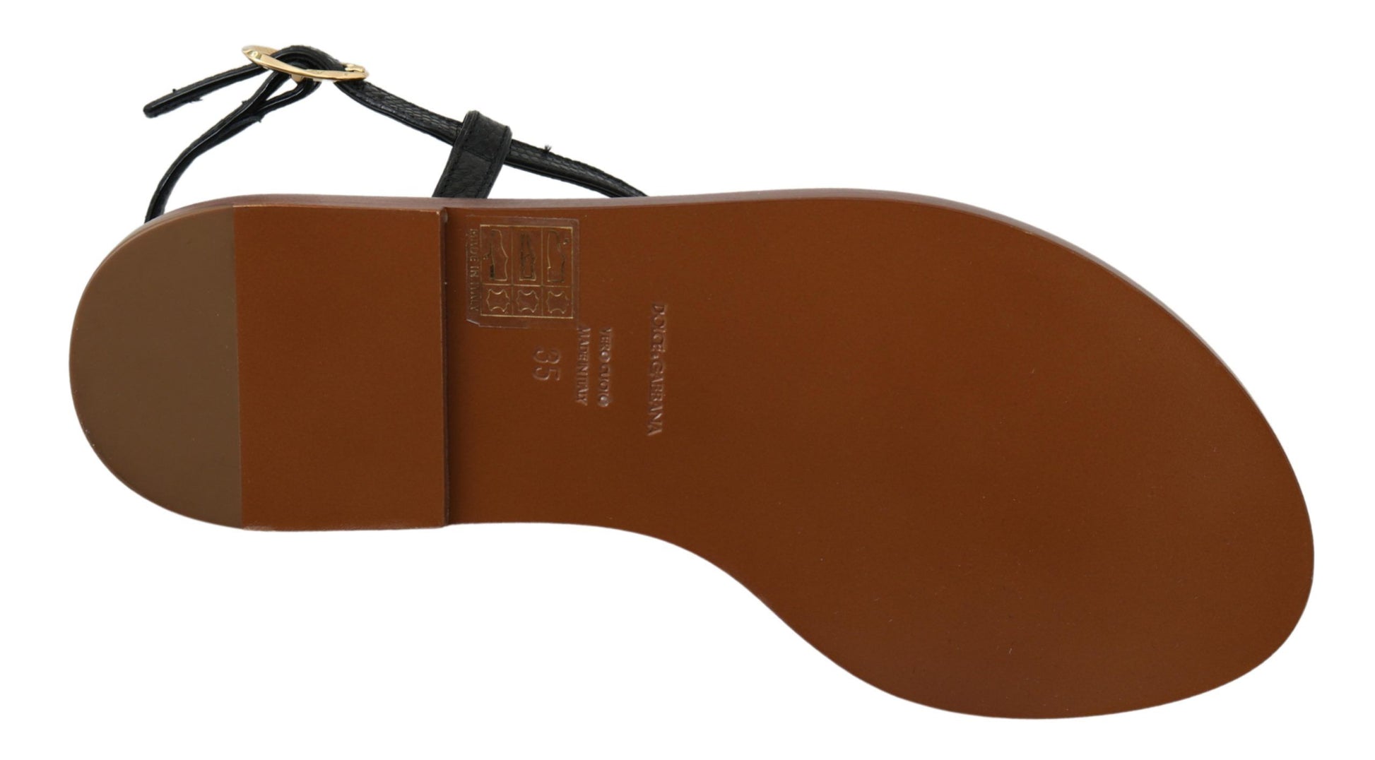 Tongs Dolce &amp; Gabbana en cuir noir avec pièces de monnaie