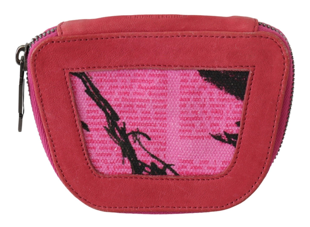 Porte-monnaie en daim rose imprimé PINKO pour femme, porte-monnaie zippé en tissu